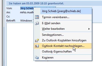Microsoft Outlook: Die E-Mail-Adresse der Absender anzeigen und kopieren