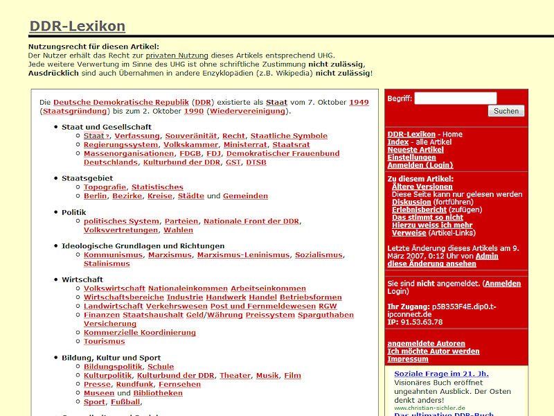 Alles über die DDR: Online-Enzyklopädie im Wiki-Stil