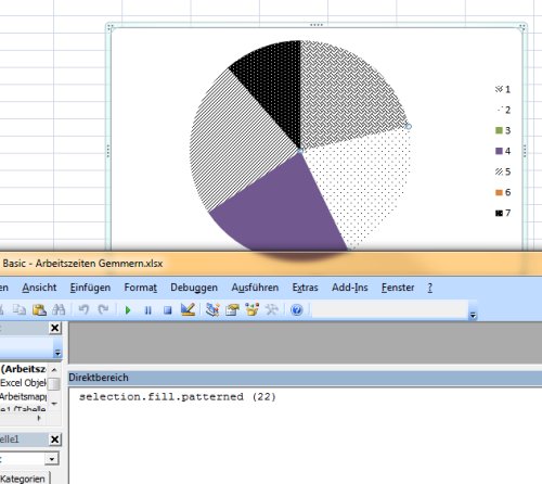 Schwarz-Weiß-Musterfüllungen für Excel 2007