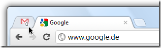 Google Chrome-Browser: Angehefteter Tab mit Google Mail-Symbol