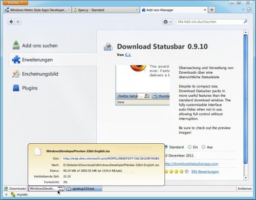 Download Statusbar in Firefox