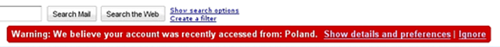 Warning: We believe your account was recently accessed from: Poland.