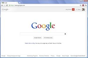 Google-Startseite ohne dunkle Menüleiste oben