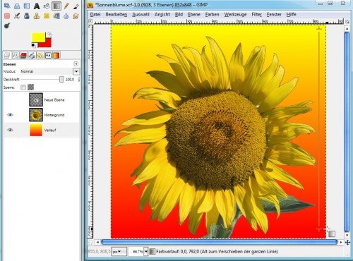GIMP: Farbverlauf im Beispiel-Bild