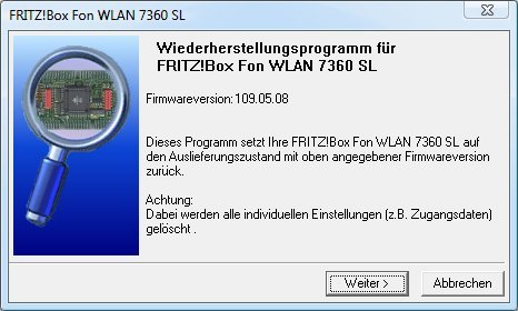 Fehler beim FritzBox-Update? Wieder-herstellen mit AVM-Tool