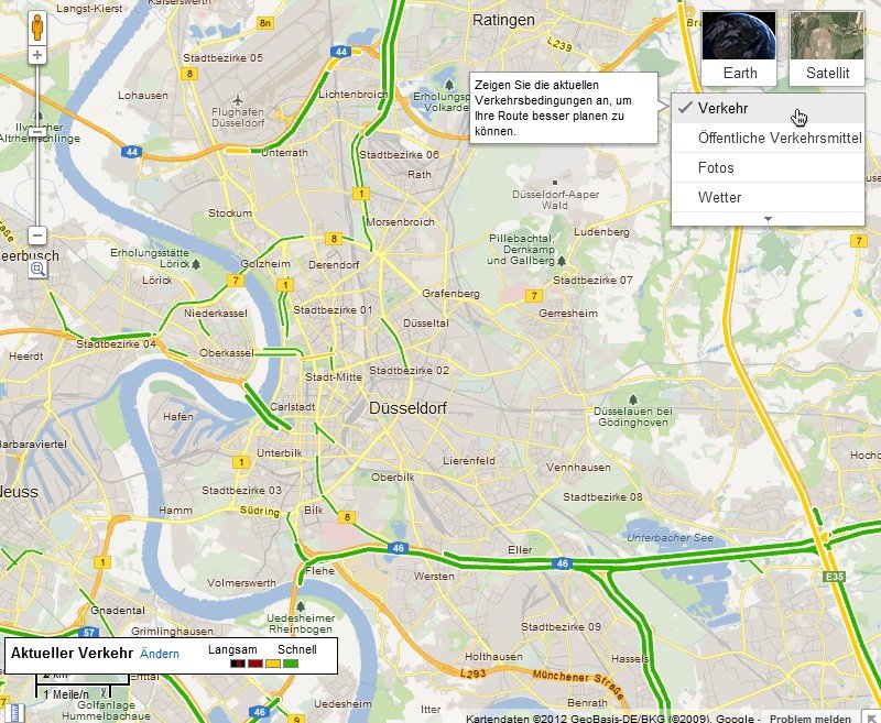 Stau-Anzeige per Google Maps