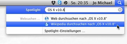 Mac OS X Lion: Wikipedia per Spotlight durchsuchen
