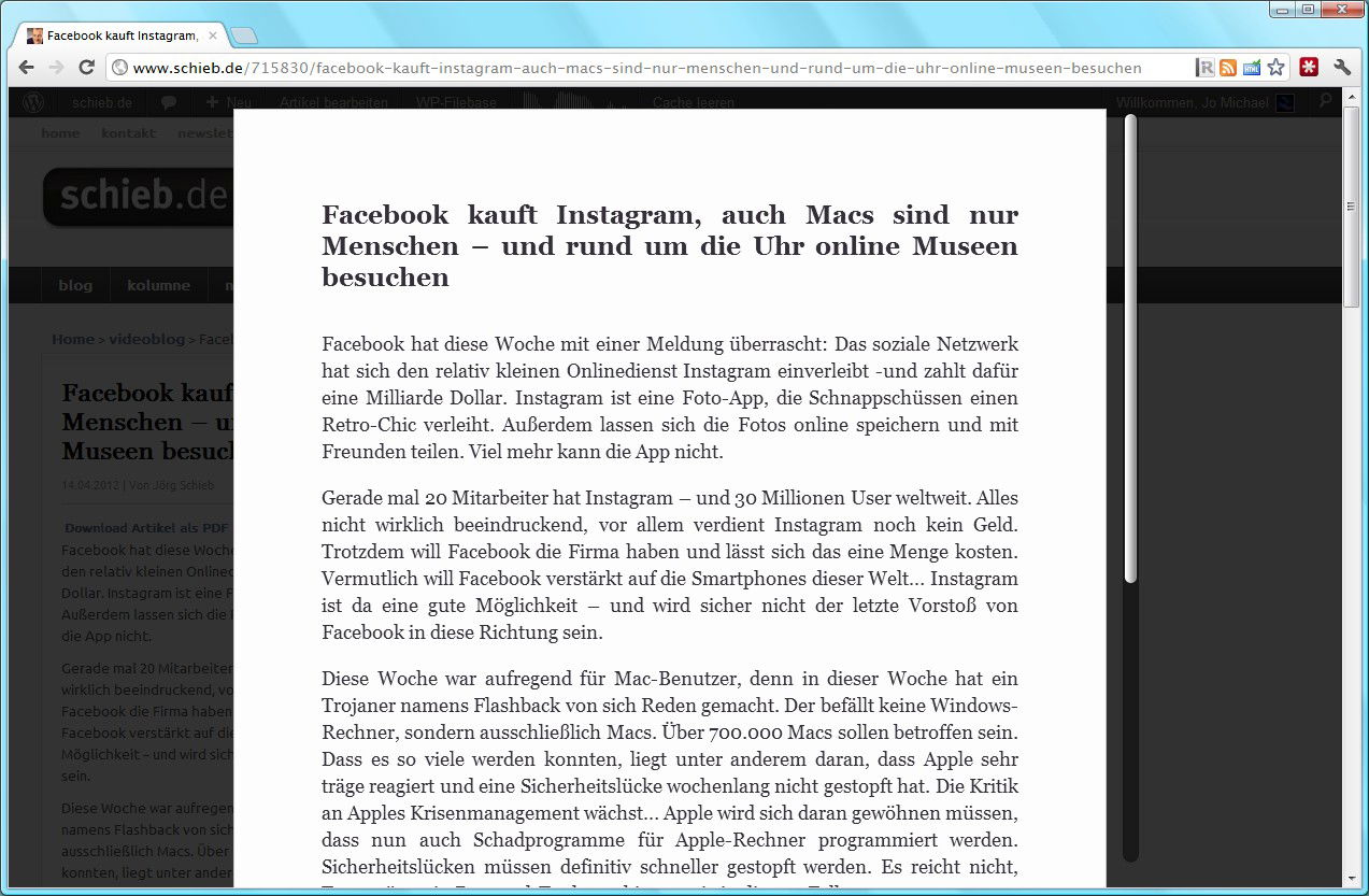 Artikel im Web-Browser leichter lesen