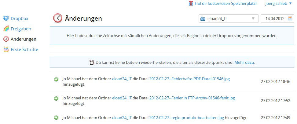Über Änderungen in Dropbox-Ordnern auf dem Laufenden bleiben