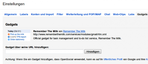 Remember The Milk-Termine direkt in Gmail anzeigen