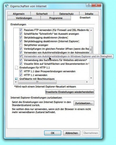 Eingaben in der Adress-Zeile des Windows-Explorers automatisch ergänzen