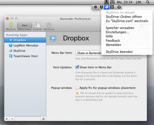 System-Icon-Leiste von Mac OS aufräumen