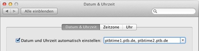 Mac OS X-System-Uhr mit deutschem Zeit-Server abgleichen