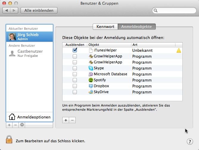 Mac OS: Autostart von Programmen unterbinden