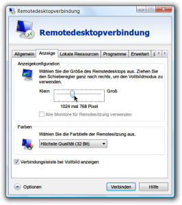 , Remote-Desktop: Entfernten Monitor im Vollbild oder Fenster anzeigen
