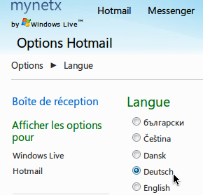 , Microsoft Hotmail: Sprache der Web-App einstellen