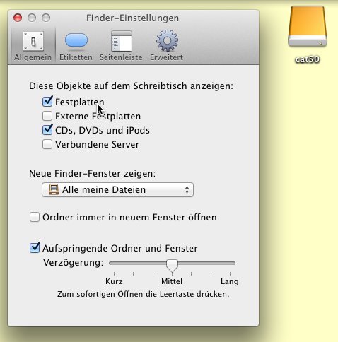 OS X: Laufwerk-Symbole auf dem Schreibtisch anzeigen