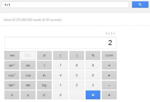 Google-Webseite: Versteckten Taschenrechner verwenden