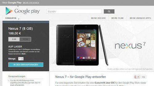 Googles Tablet Nexus 7 ab sofort in Deutschland zu haben