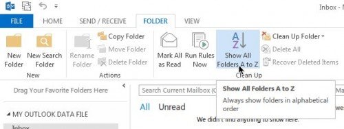 Outlook 2013: Reihen-Folge der Ordner in der linken Spalte umsortieren