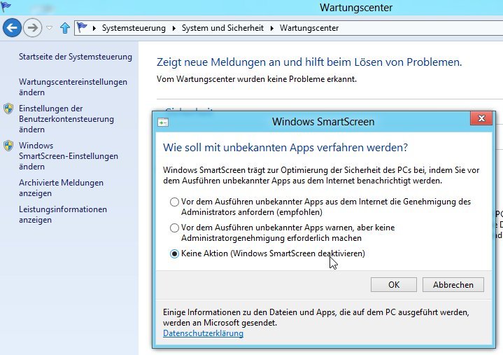 Windows 8-SmartScreen-Filter: Programme trotzdem ausführen lassen