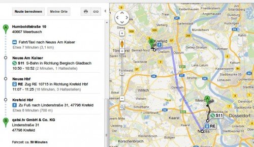, Bahn-Verbindung heraussuchen mit Google Maps