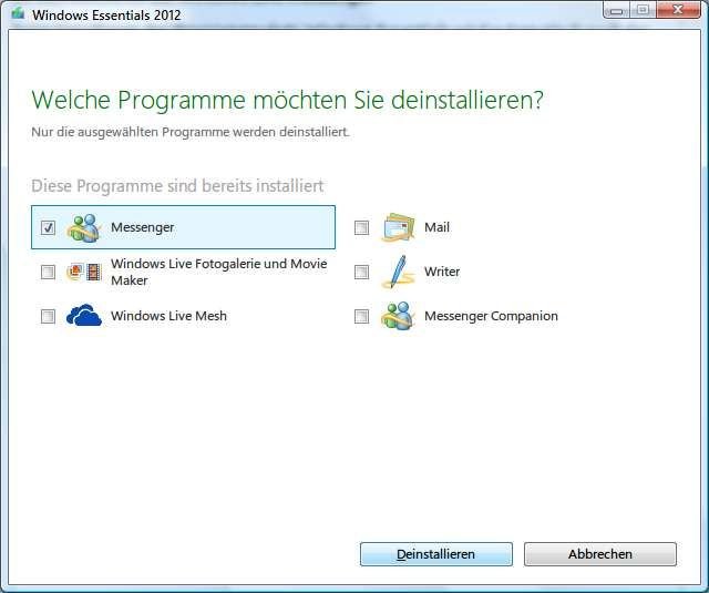 So de-installieren Sie Windows Live Messenger
