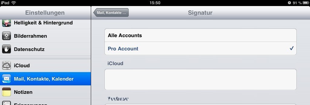 iOS 6: Für jedes eMail-Konto eine eigene Signatur einstellen