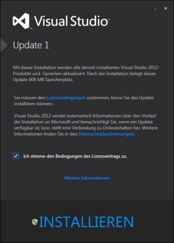 So installieren Sie das Visual Studio 2012-Update 1