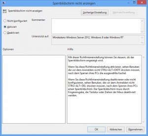 , Sperr-Bildschirm von Windows 8 nicht anzeigen