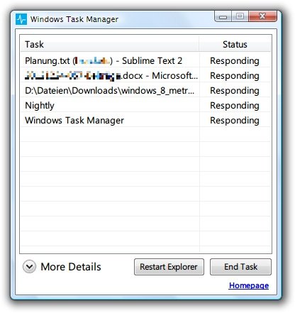 Task-Manager von Windows 8 auch in vorherigen Windows-Versionen nutzen