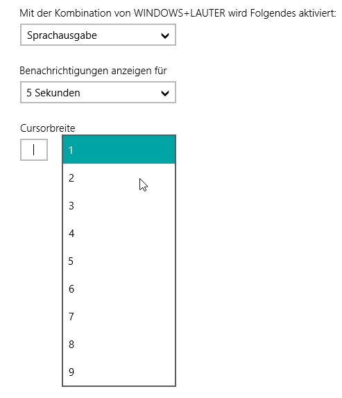 Windows 8: Text-Cursor breiter machen