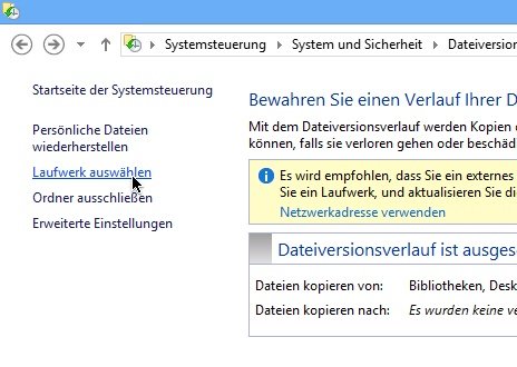 Netzwerkspeicher für den Dateiversionsverlauf von Windows 8 verwenden
