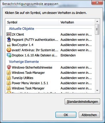 Windows-Task-Leiste: Alte Programm-Symbole aus der Info-Bereich-Liste entfernen