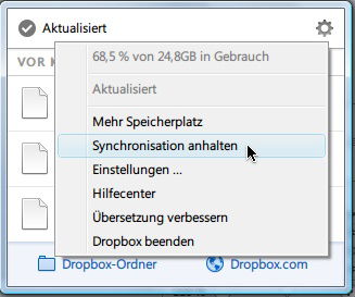 Drop-Box: So pausieren Sie die Übertragung vorübergehend