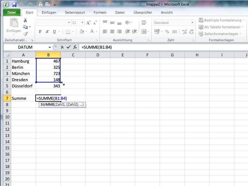 Microsoft Excel: Zellbezug von Formeln mit der Maus verändern