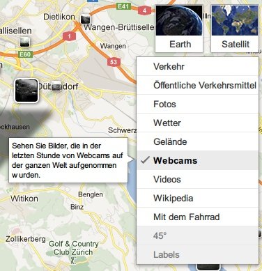 Web-Cams von Reise-Zielen finden mit Google Maps