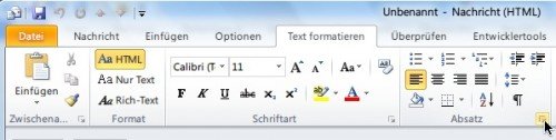 Outlook: So stellen Sie Absatz-Formate in einem eMail-Fenster ein