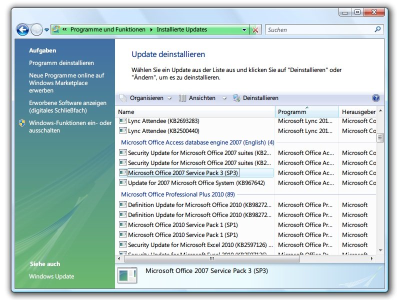 Welche Windows-Updates wurden auf meinem System eingespielt?