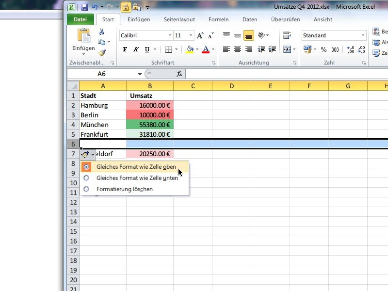 Zeilen oder Spalten in eine Excel-Tabelle einfügen