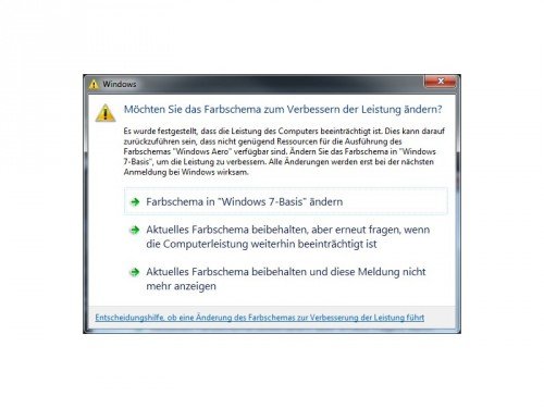 Aero-Warnungen in Windows 7 – wie abschalten?