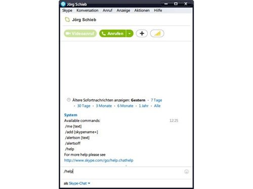 So nutzen Sie Text-Befehle in Skype-Chats
