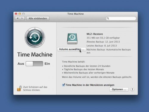 Mac-Backups von Time Machine auf eine andere Festplatte verschieben