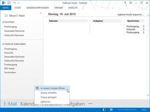 Outlook-Kalender und Mail-Posteingang gleichzeitig nutzen