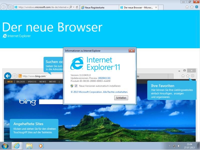 So richten Sie die Vorschau von Internet Explorer 11 für Windows 7 ein