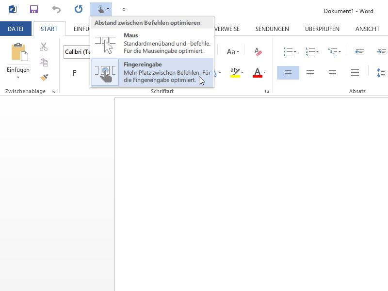 Touch-Modus von Office 2013 aktivieren