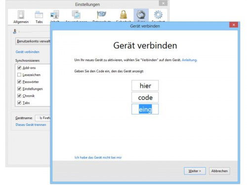 firefox-sync-code-eingeben
