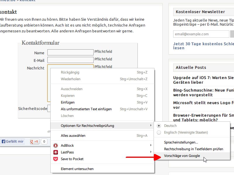 So nutzen Sie die verbesserte Recht-Schreib-Prüfung in Google Chrome