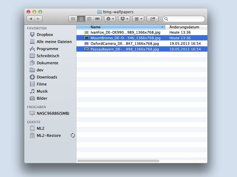 OSX: Mehrere Dateien auf einmal markieren
