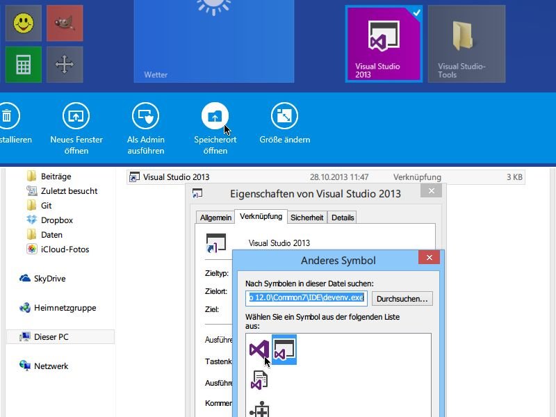 Kachel-Symbol von Desktop-Programmen ändern in Windows 8